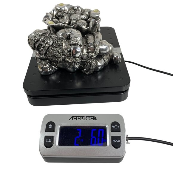 Silver-Tone Intricate Lounging Santa Claus Toy Sack Figurine Paperweight Holiday - Picture 9 of 9